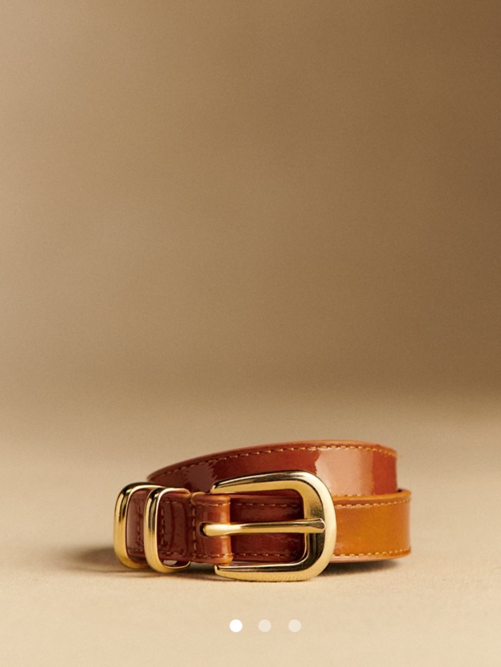 Sezane Livie Tan Leather Belt with Gold Buckle